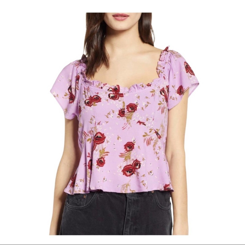 ROWA Femme Flounce Floral Flutter Sleeve Top